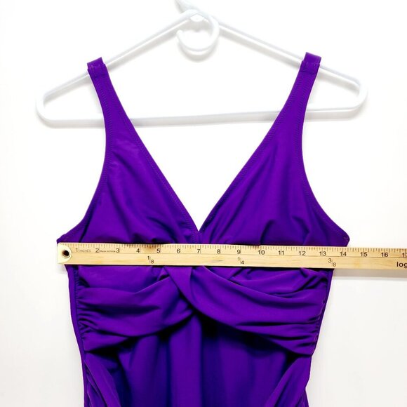 Smismivo Womens Purple Ruched One-Piece Swimsuit Size Medium Womens - Picture 6 of 11